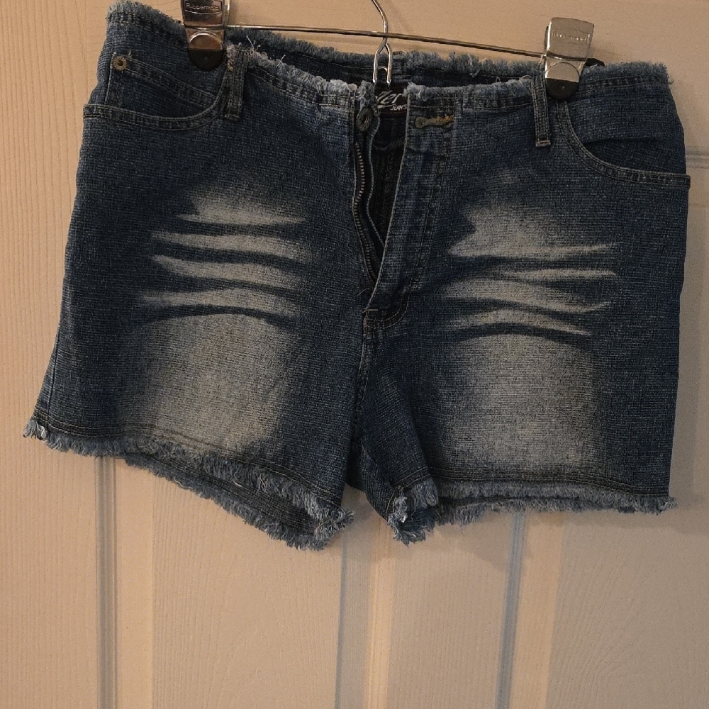 Denim Frayed Hem Women's Shorts